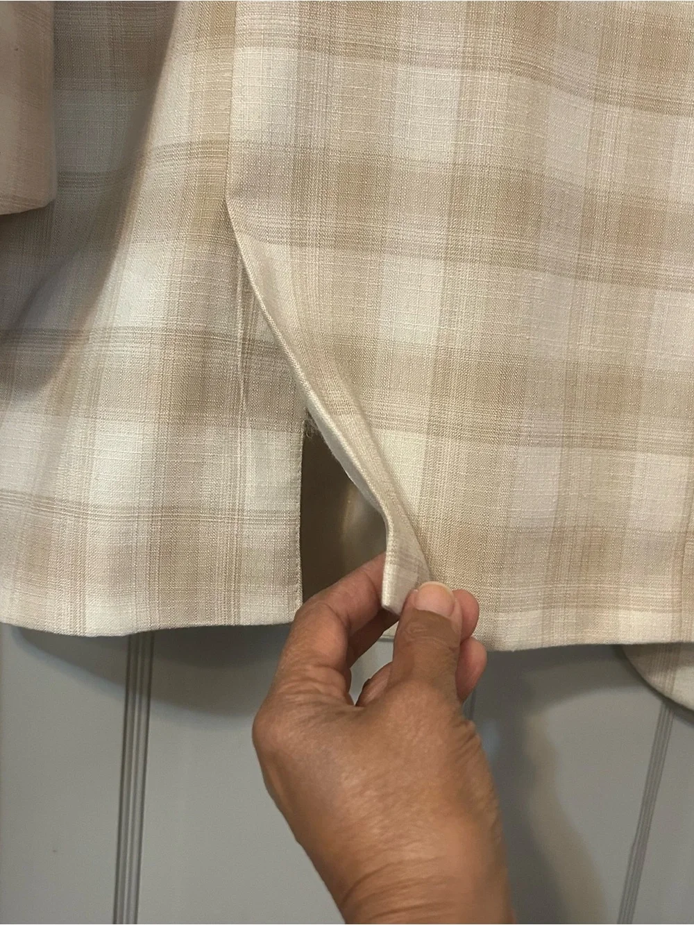 Falcone Superlative 150’s Neutral Plaid Blazer Linen Blend 3-Button Dbl Vent 48L - Picture 4 of 12